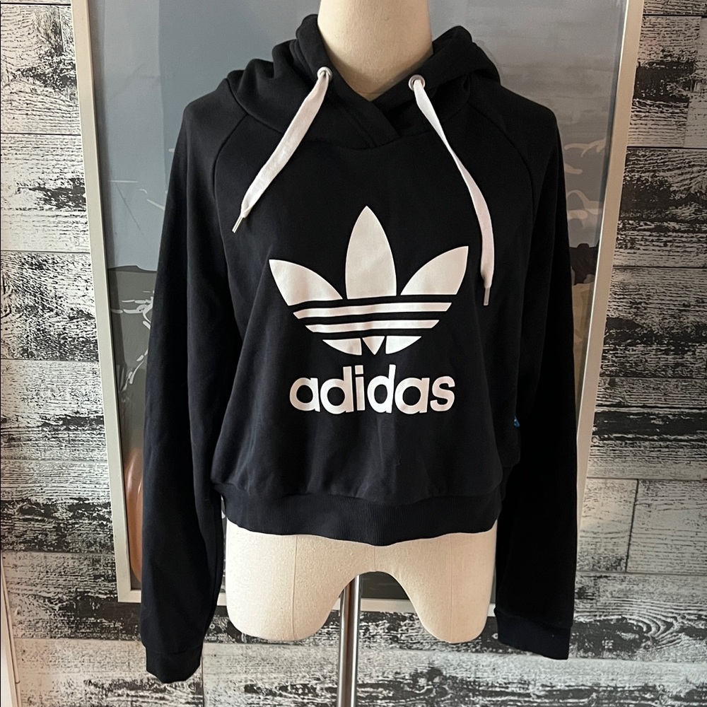 adidas Black Hoodie with White Trefoil Logo